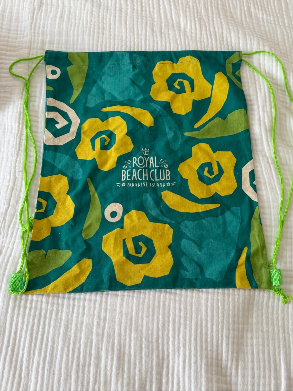 New Royal Beach Club Tropical Drawstring Bag - Teal & Yellow